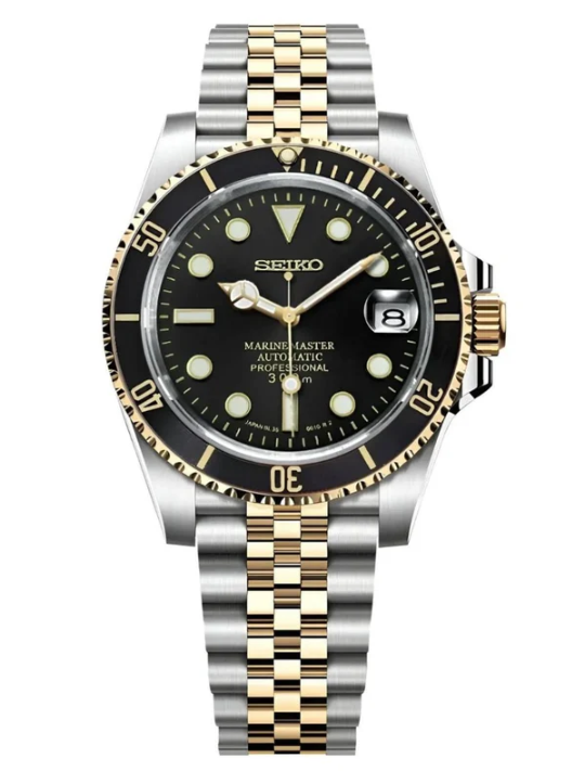 Seiko Mod Submariner Two-Tone Black