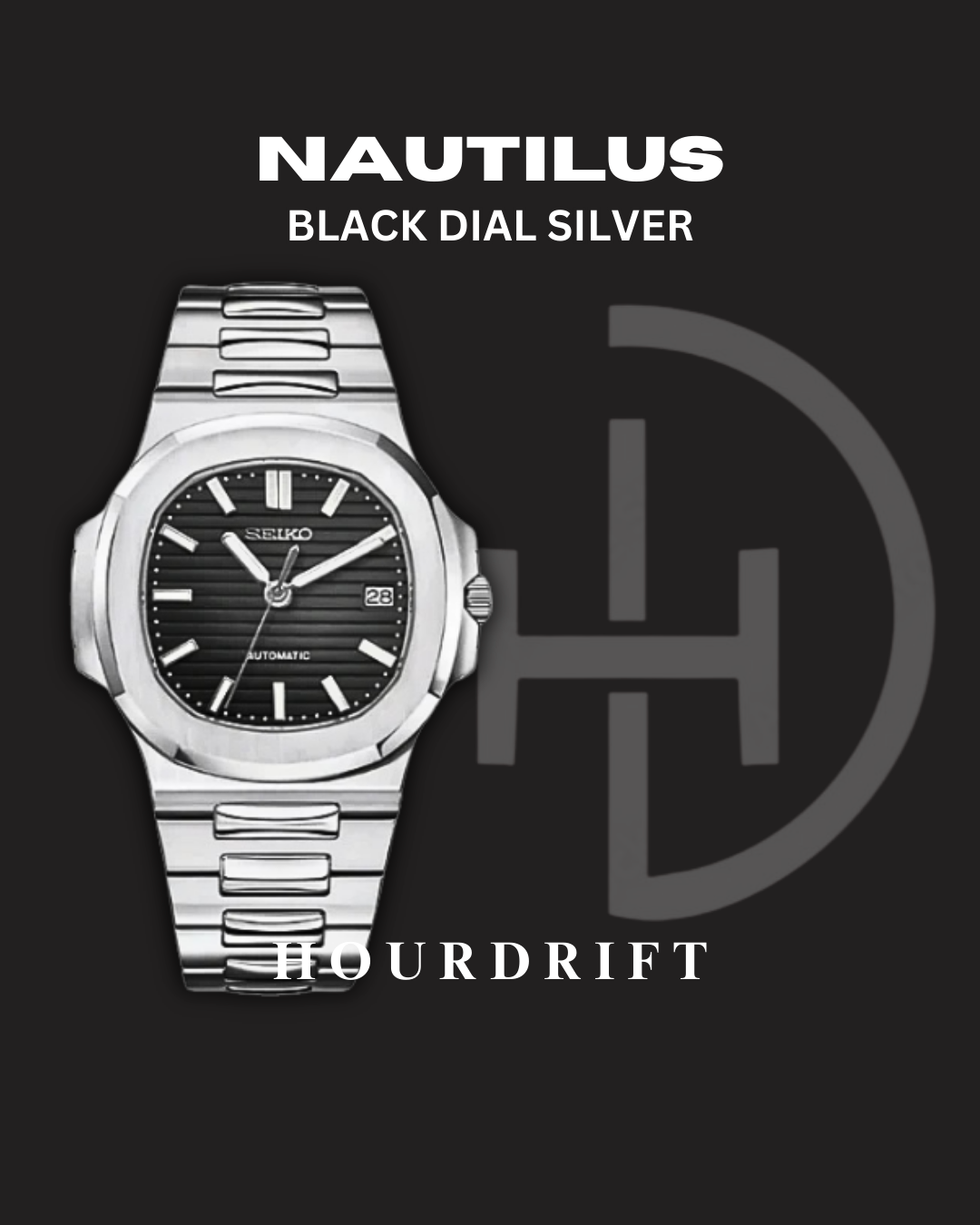 Seiko Mod Nautilus Black Dial – Hour Drift