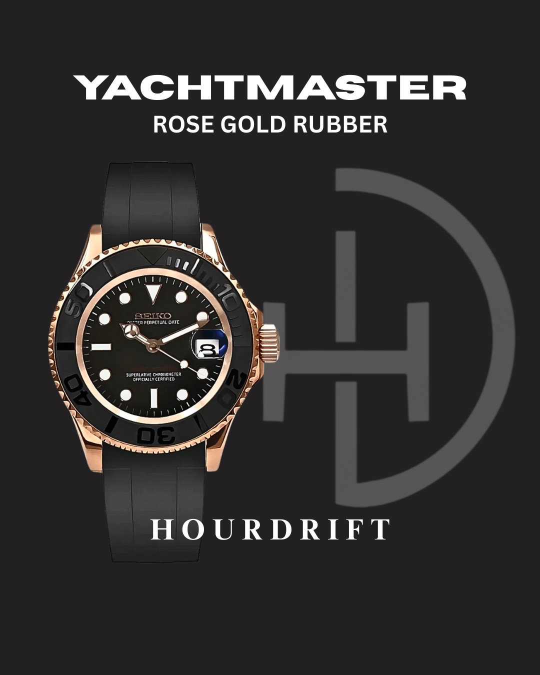 Seiko Mod Yachtmaster Rose Gold (Rubber Strap) – Hour Drift