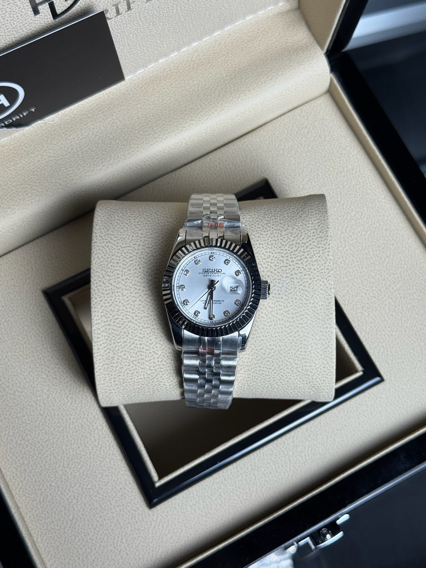 Seiko Mod Datejust White Diamond Dial