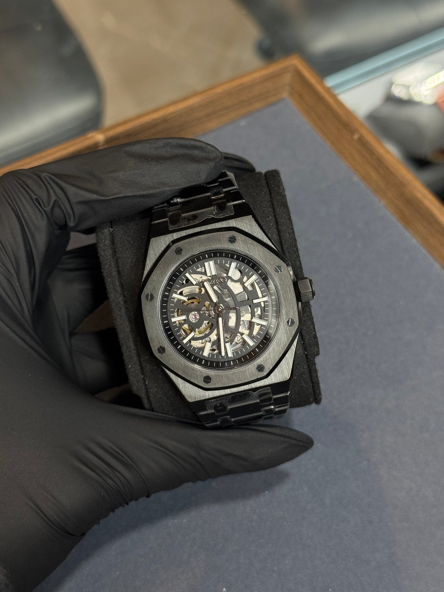Seiko Mod Royal Oak Skeleton Black