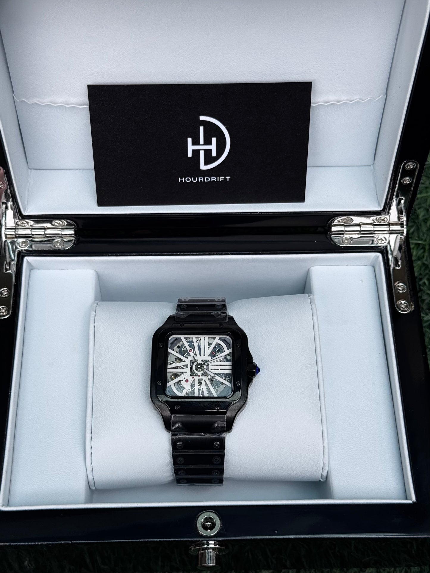 Seiko Mod Santos Skeleton Black