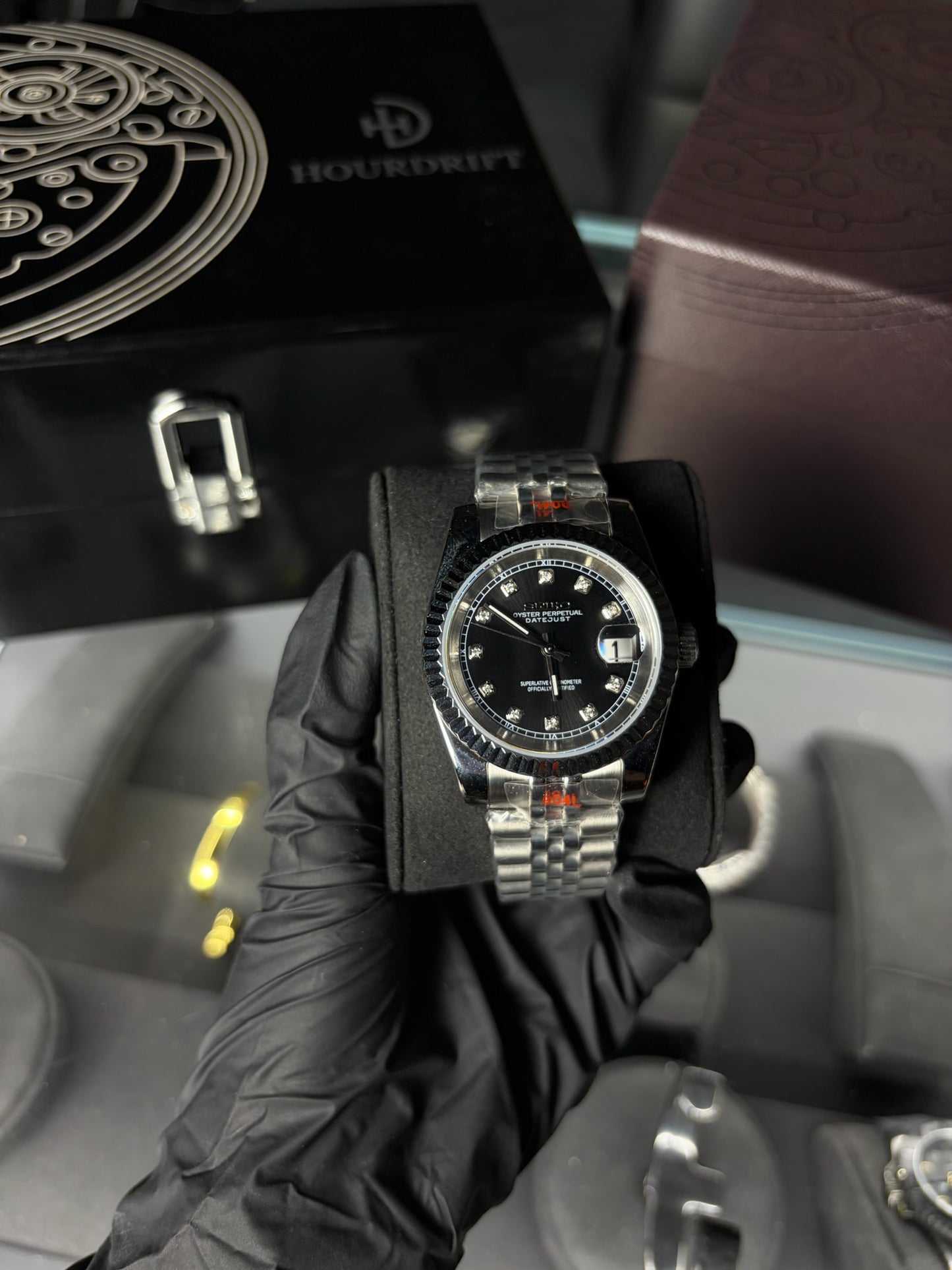 Seiko Mod Datejust Black Dial Diamond Face