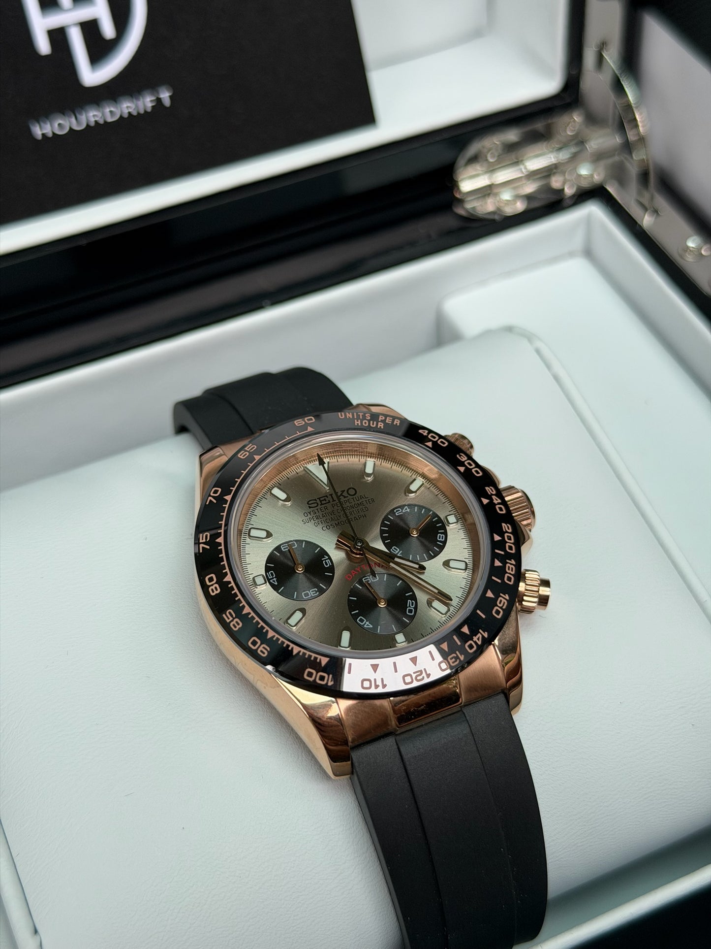 Seiko Mod Daytona Rose Gold Dial (Rubber Strap)
