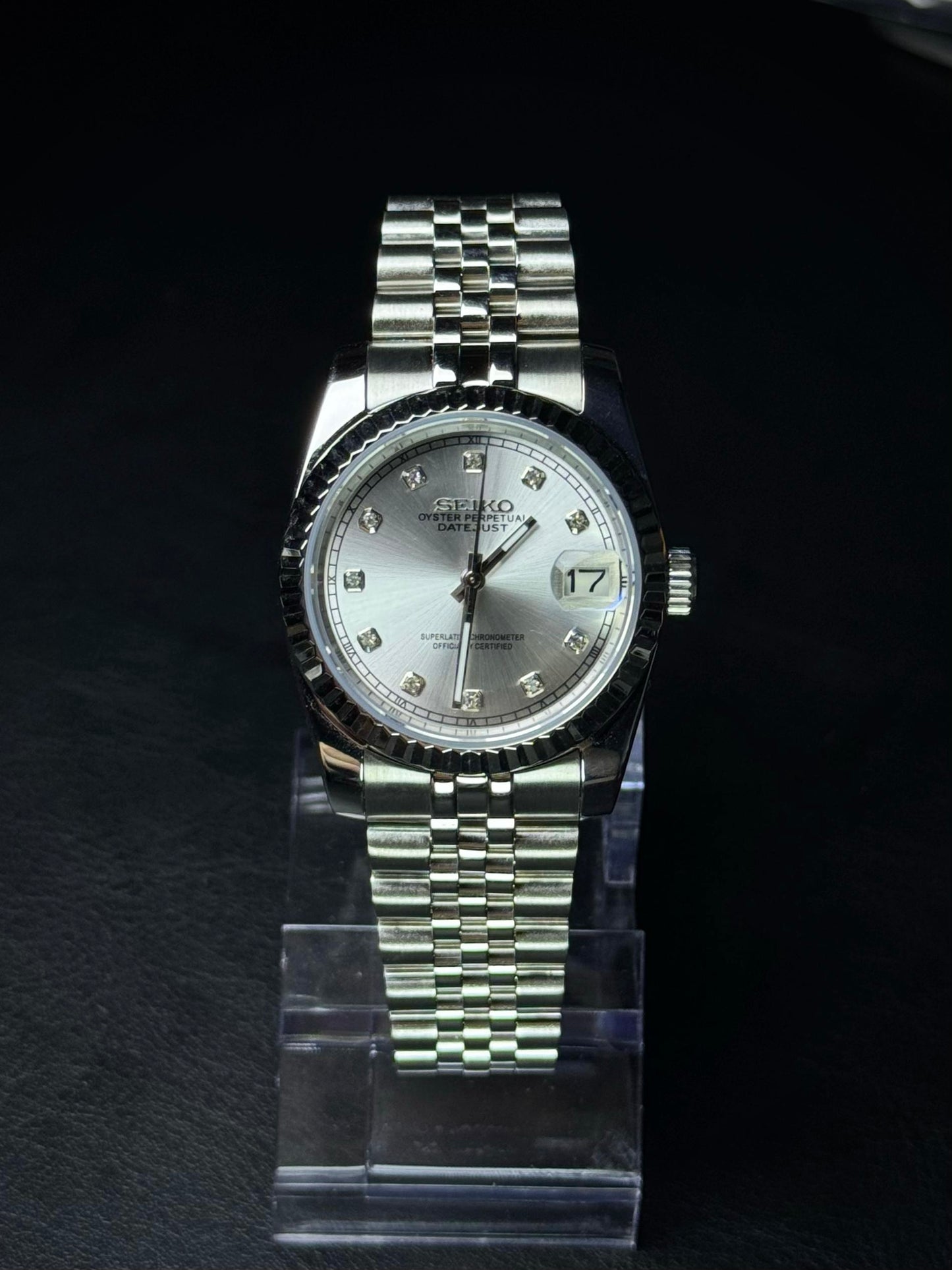 Seiko Mod Datejust Platinum Dial