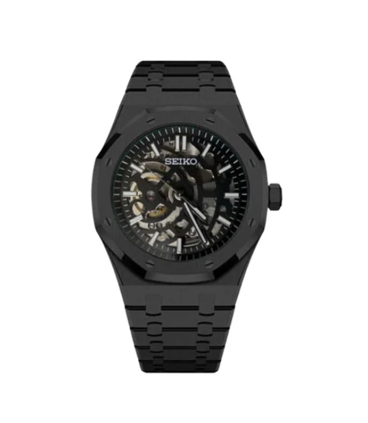 Seiko Mod Royal Oak Skeleton Black