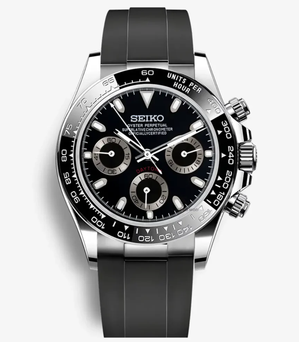 Seiko Mod Daytona Black (Rubber Strap)