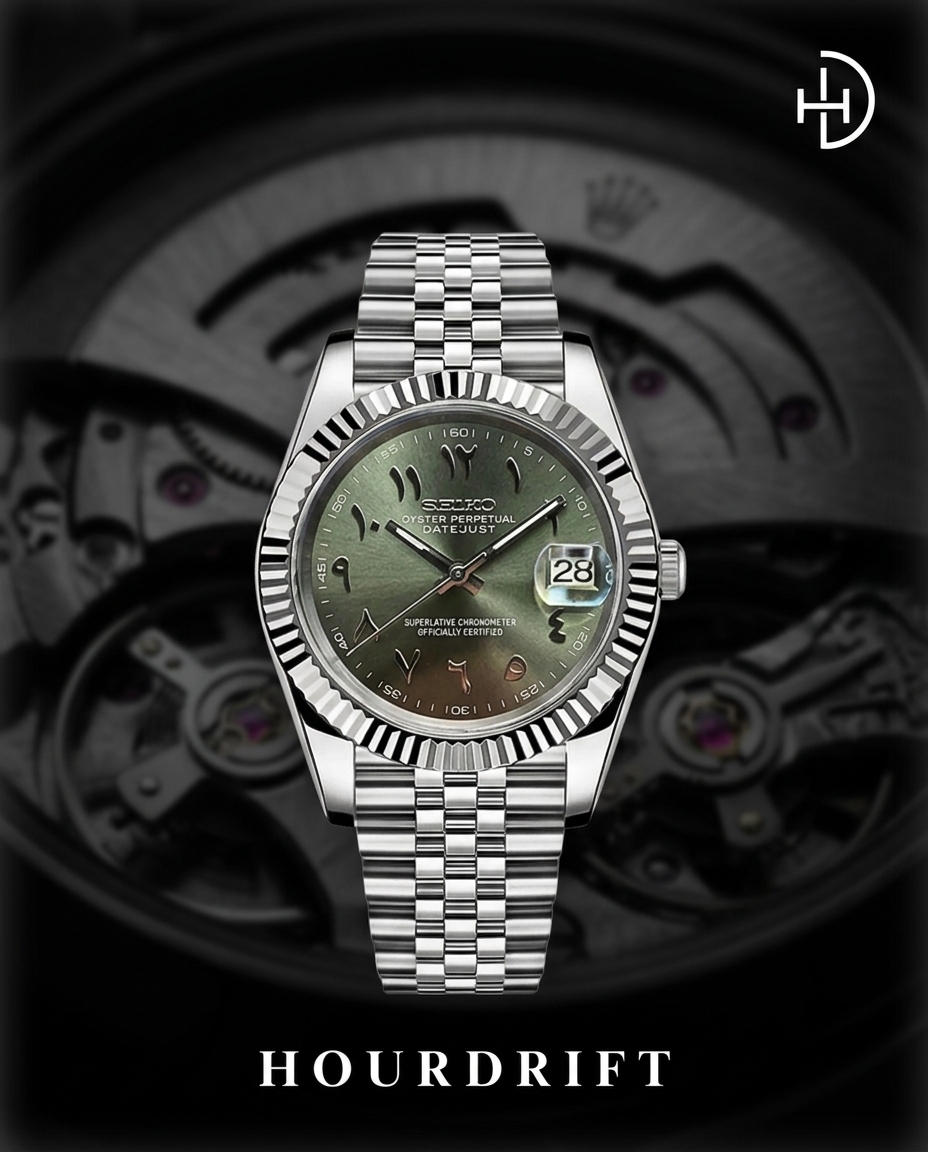 Seiko Mod Datejust Arabic Dial Green