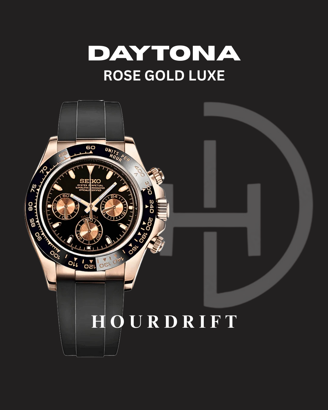 Seiko Mod Daytona Rose Gold Luxe (Rubber Strap)