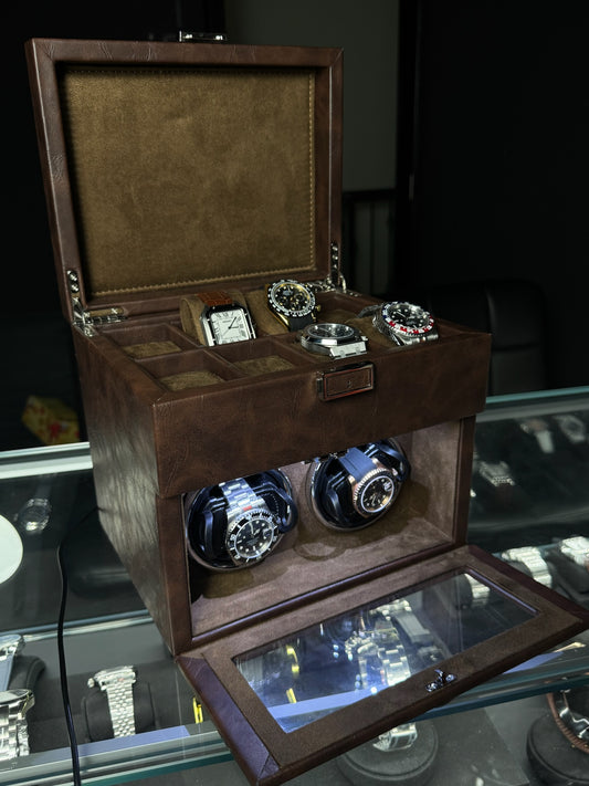 8 Slot Premium Watch Storage with 2 Slot Winder