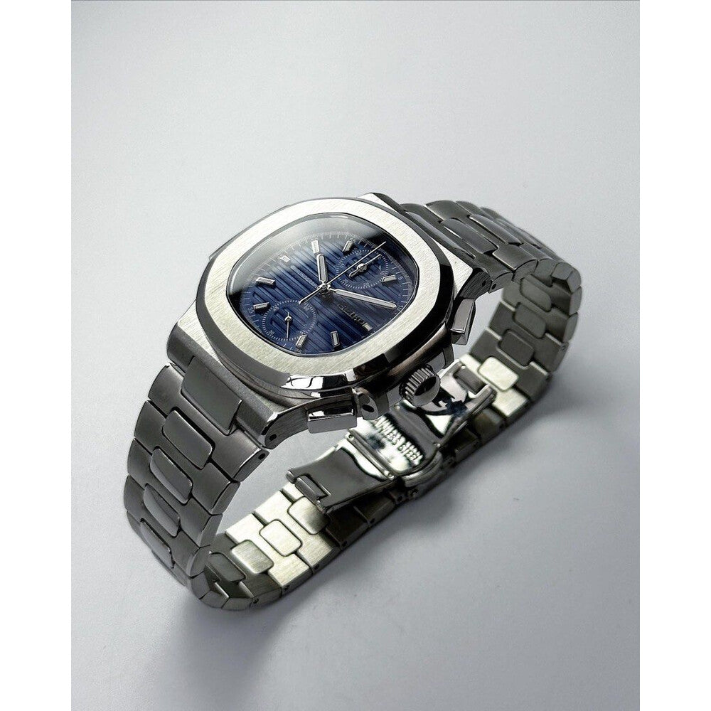 Seiko Mod Nautilus Chrono Blue
