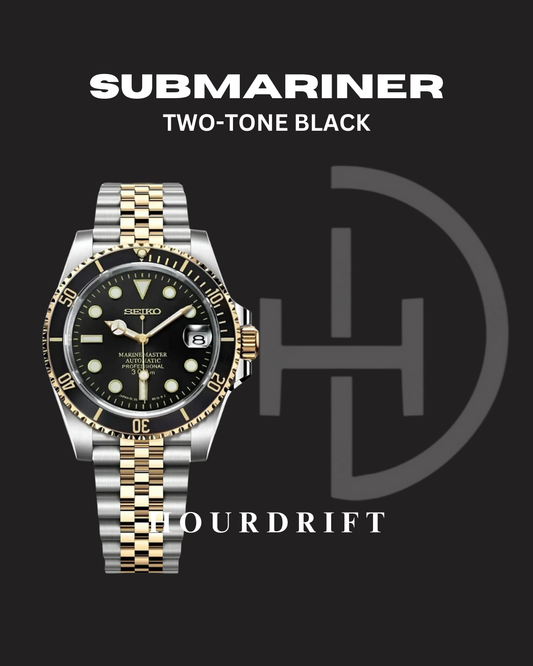Seiko Mod Submariner Two-Tone Black