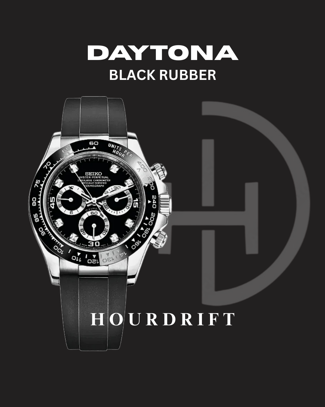 Seiko Mod Daytona Black (Rubber Strap)