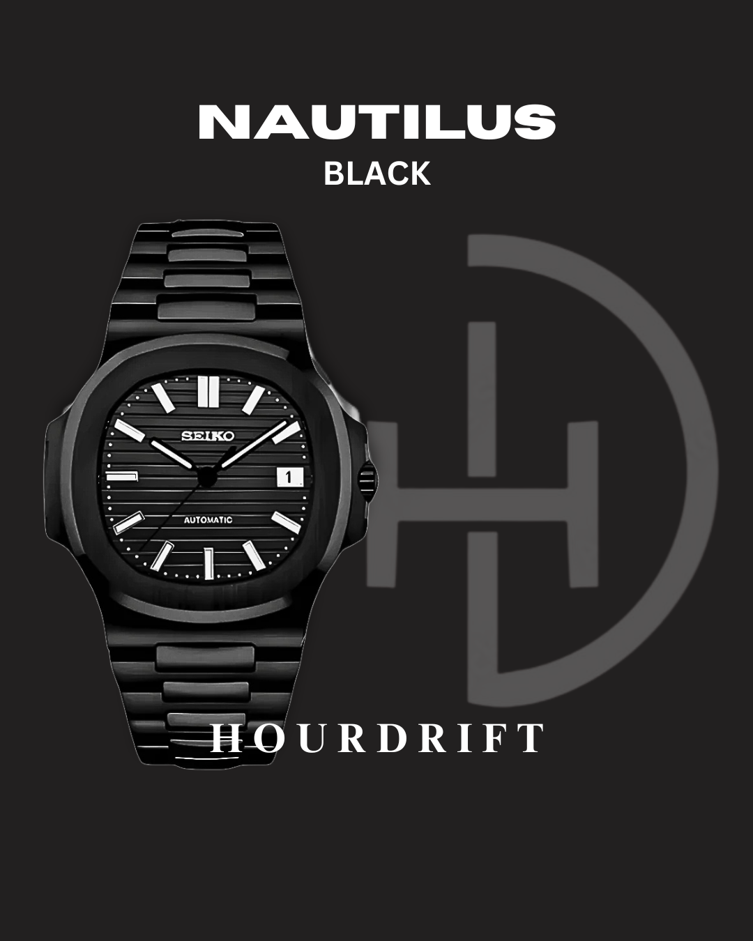Seiko Mod Nautilus Full Black