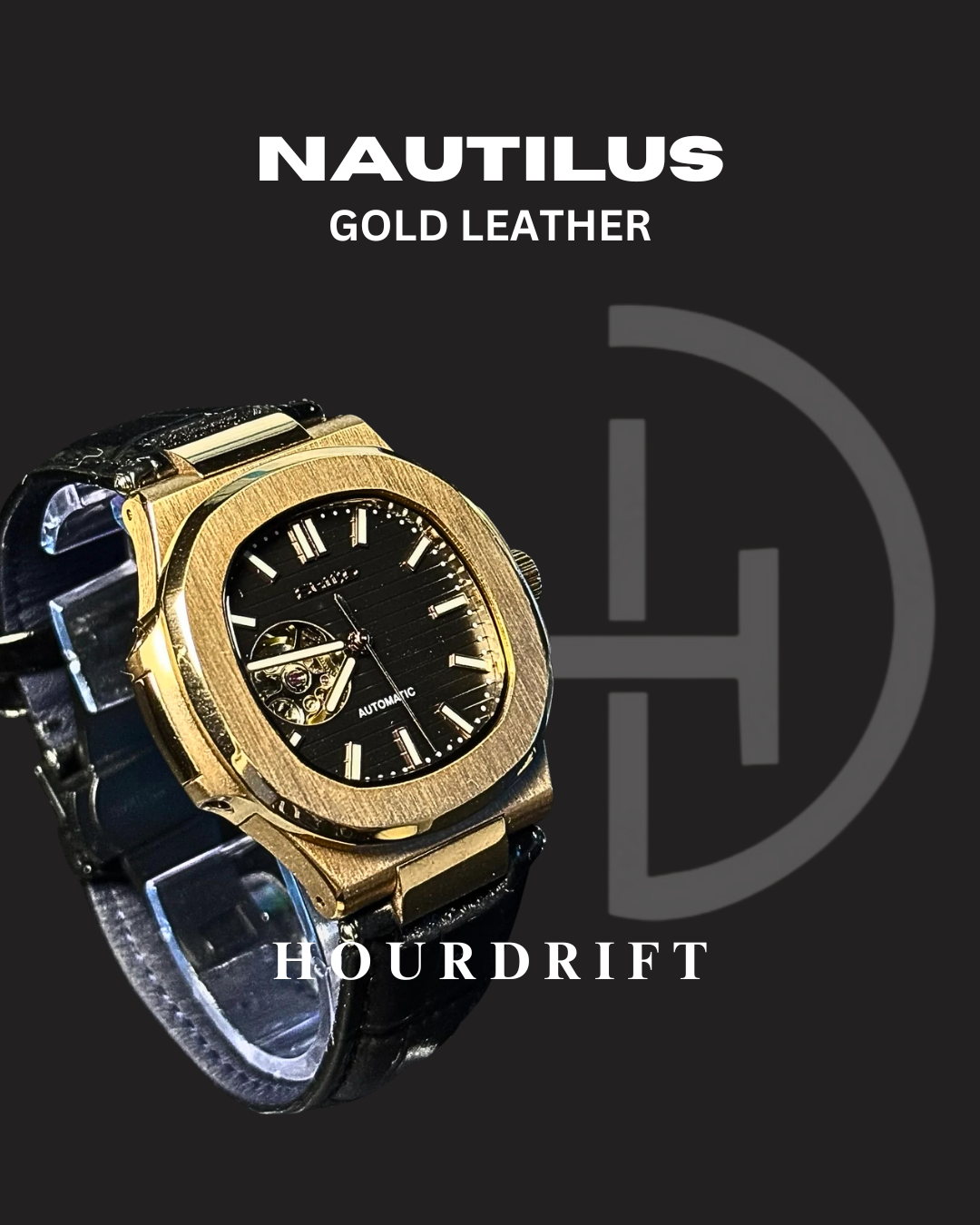 Seiko Mod Nautilus Open Heart Gold