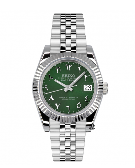 Seiko Mod Datejust Arabic Dial Green