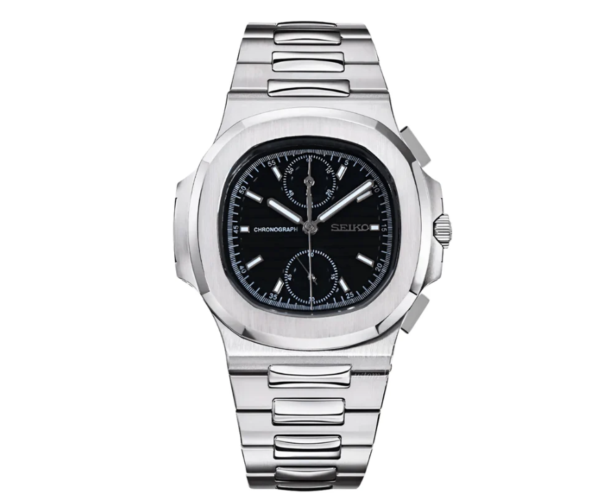 Seiko Mod Nautilus Chrono Black