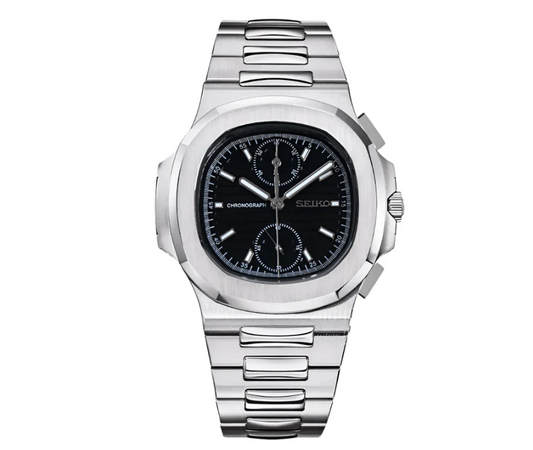 Seiko Mod Nautilus Chrono Black