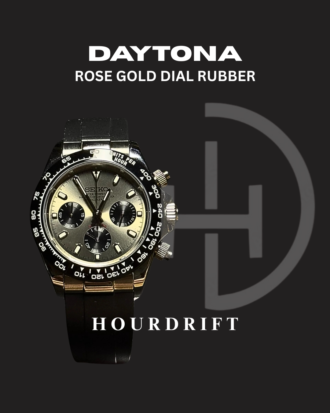 Seiko Mod Daytona Rose Gold Dial (Rubber Strap)