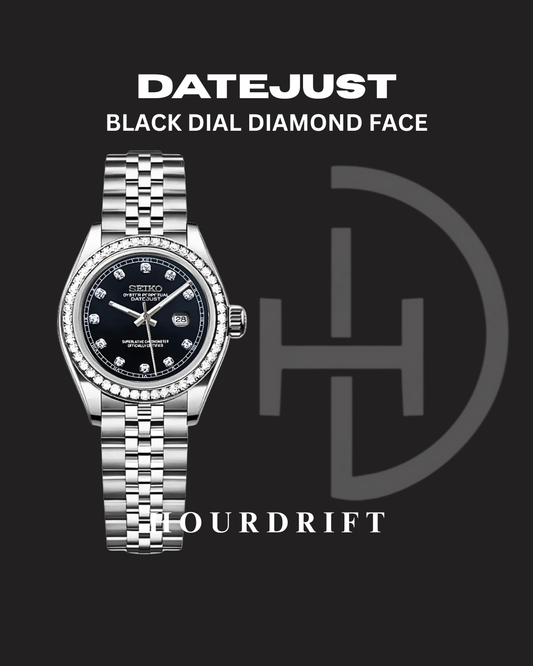 Seiko Mod Datejust Black Dial Diamond Face