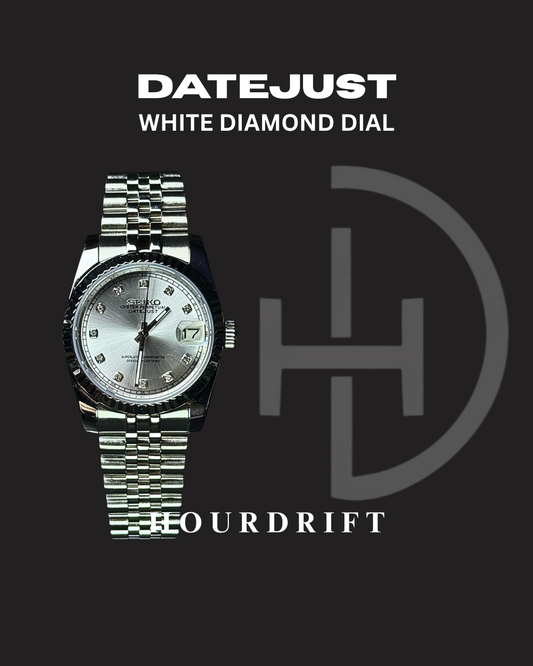 Seiko Mod Datejust White Diamond Dial