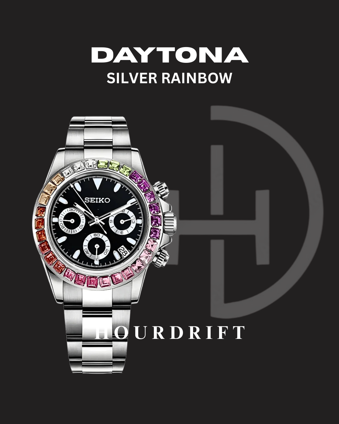 Seiko Mod Daytona Silver Rainbow