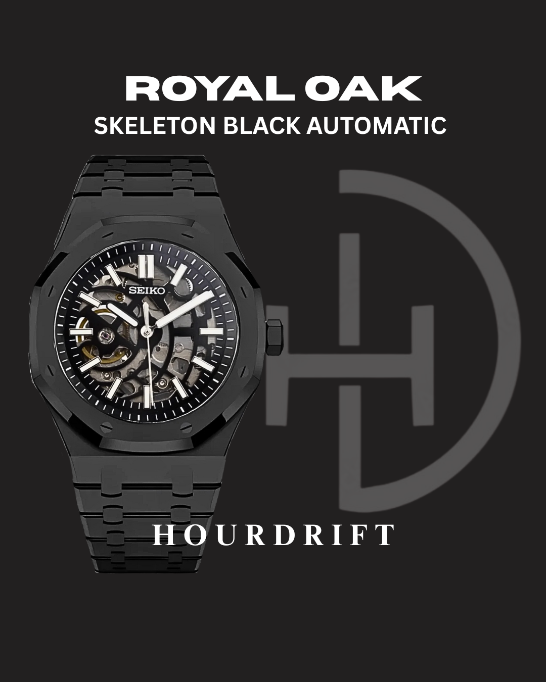 Seiko Mod Royal Oak Skeleton Black