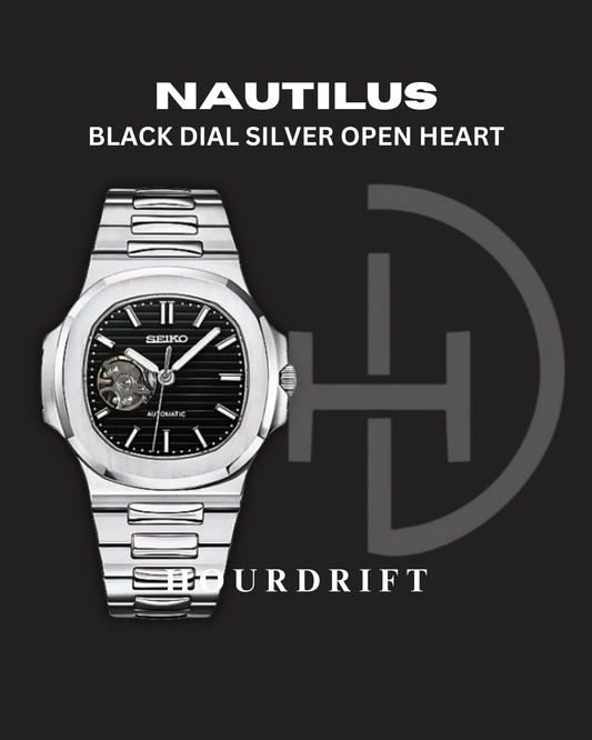 Seiko Mod Nautilus Open Heart Black