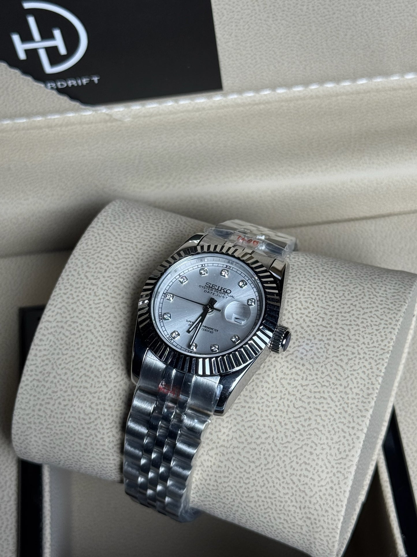 Seiko Mod Datejust White Diamond Dial