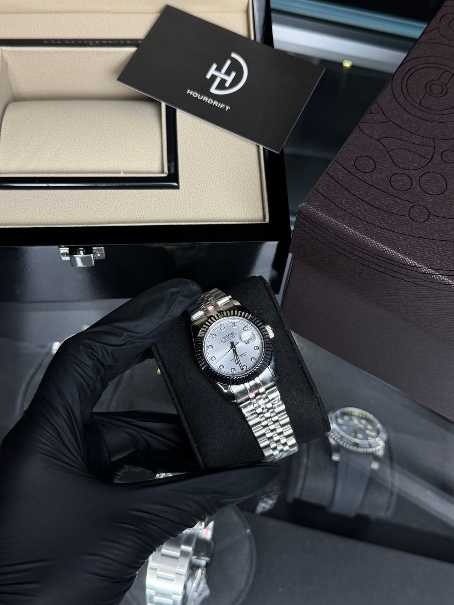 Seiko Mod Datejust White Diamond Dial