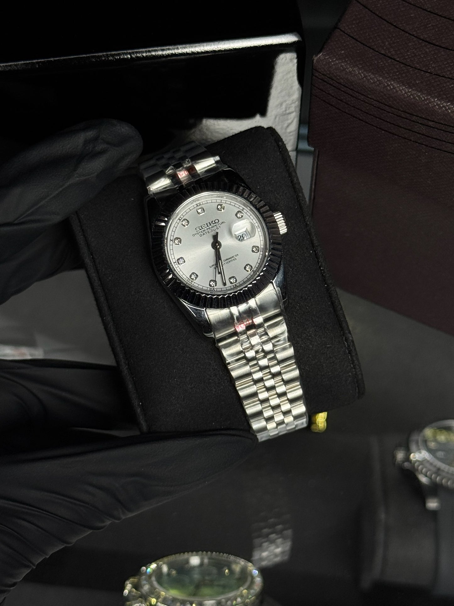 Seiko Mod Datejust White Diamond Dial