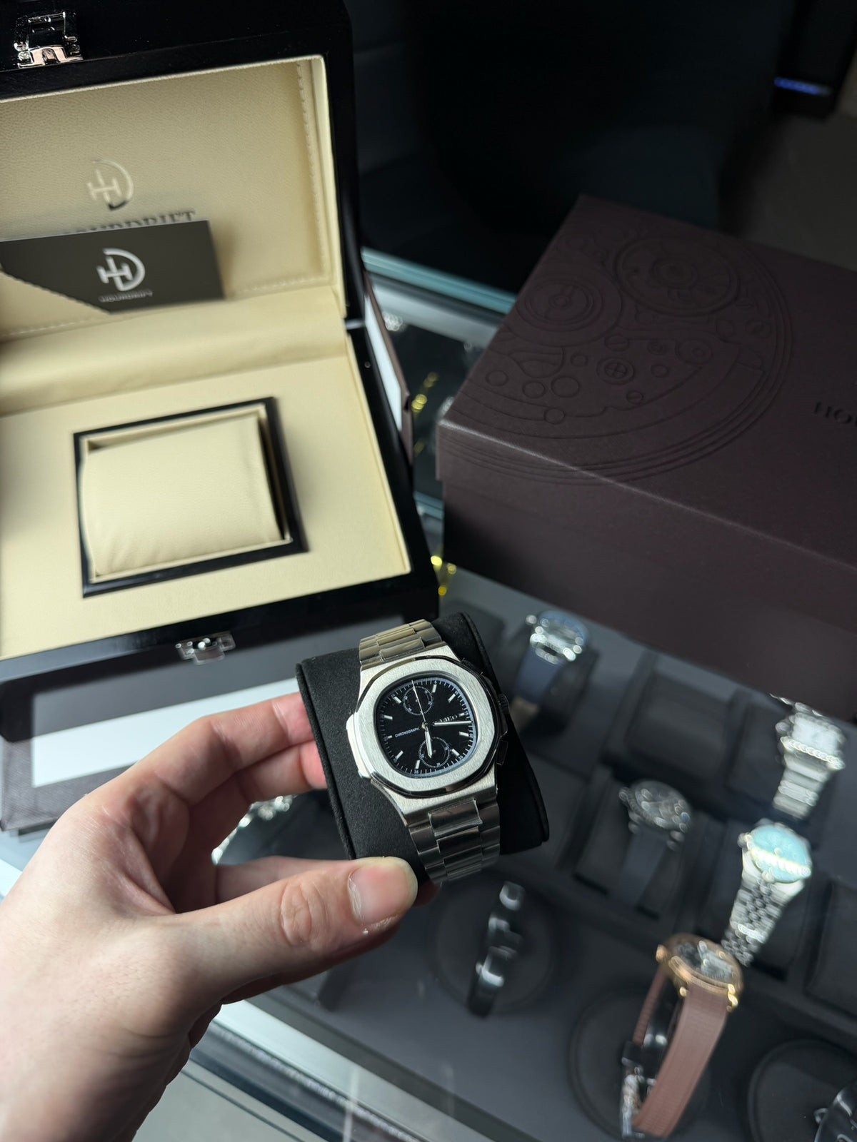 Seiko Mod Nautilus Chrono Black