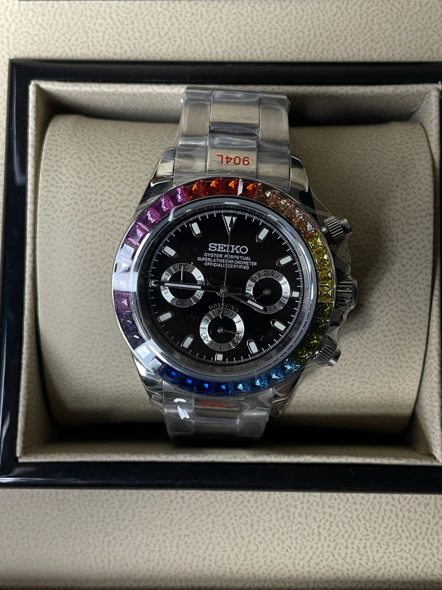 Seiko Mod Daytona Silver Rainbow