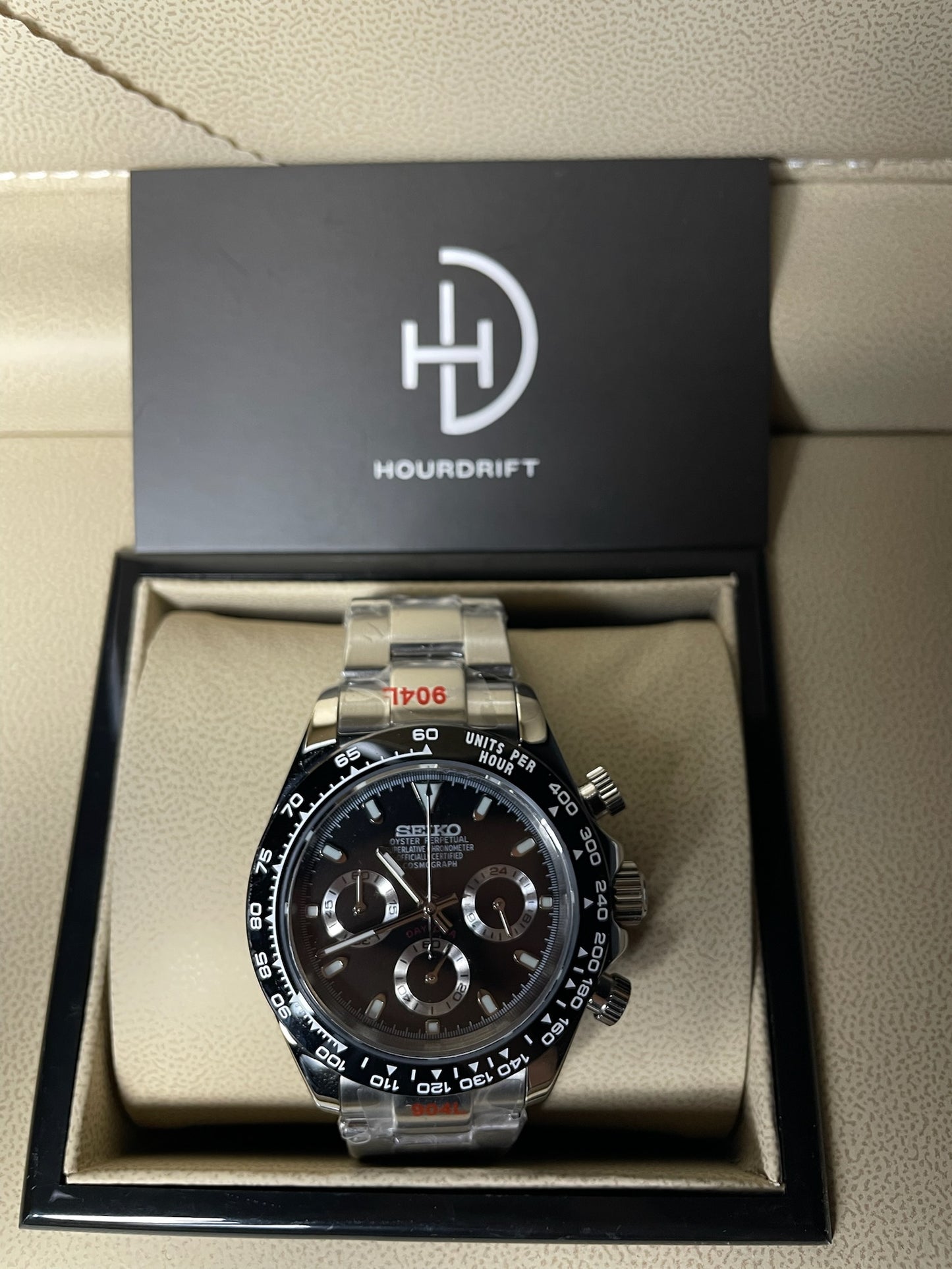 Seiko Mod Daytona Black & White Steel