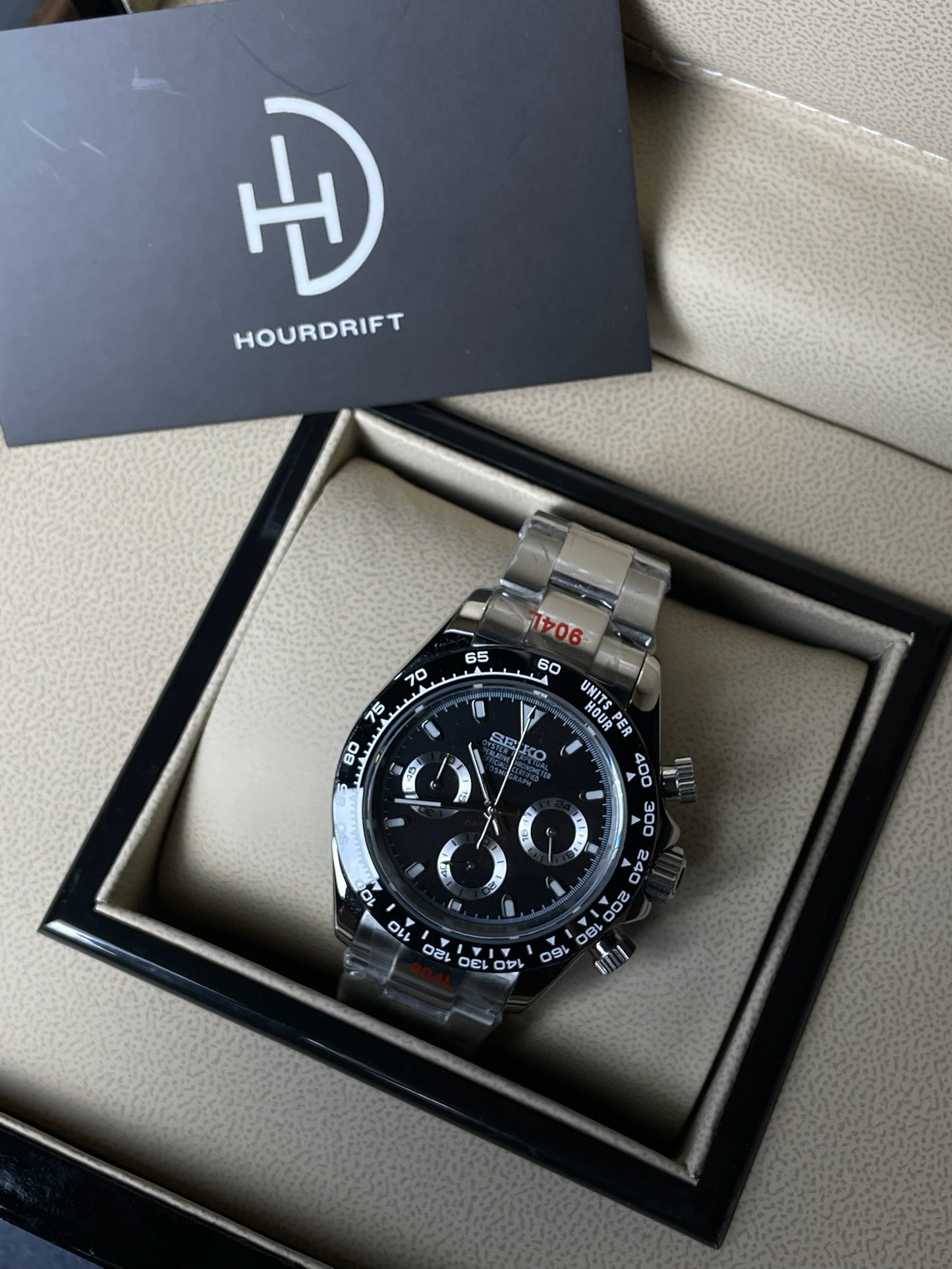 Seiko Mod Daytona Black & White Steel