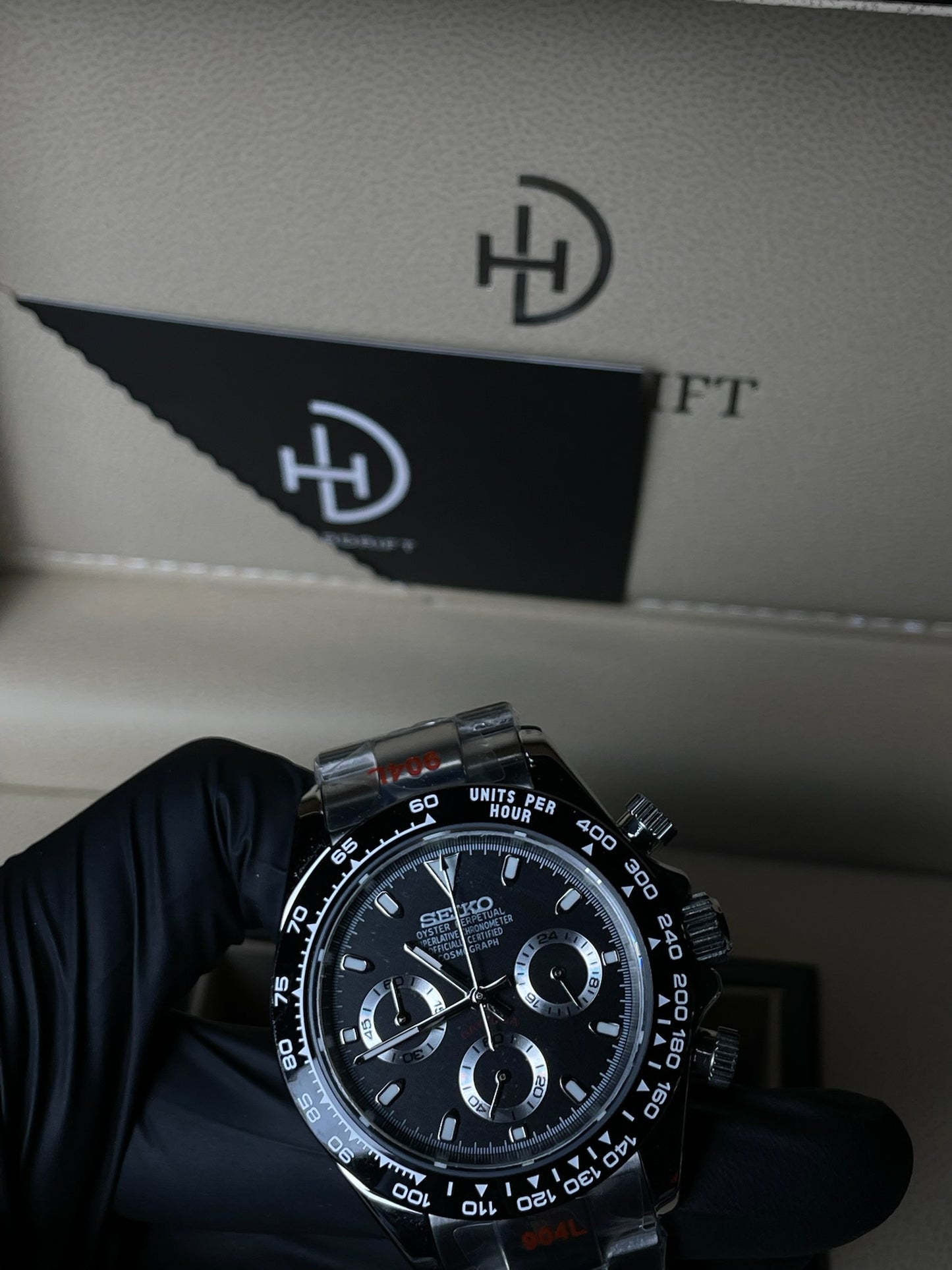 Seiko Mod Daytona Black & White Steel
