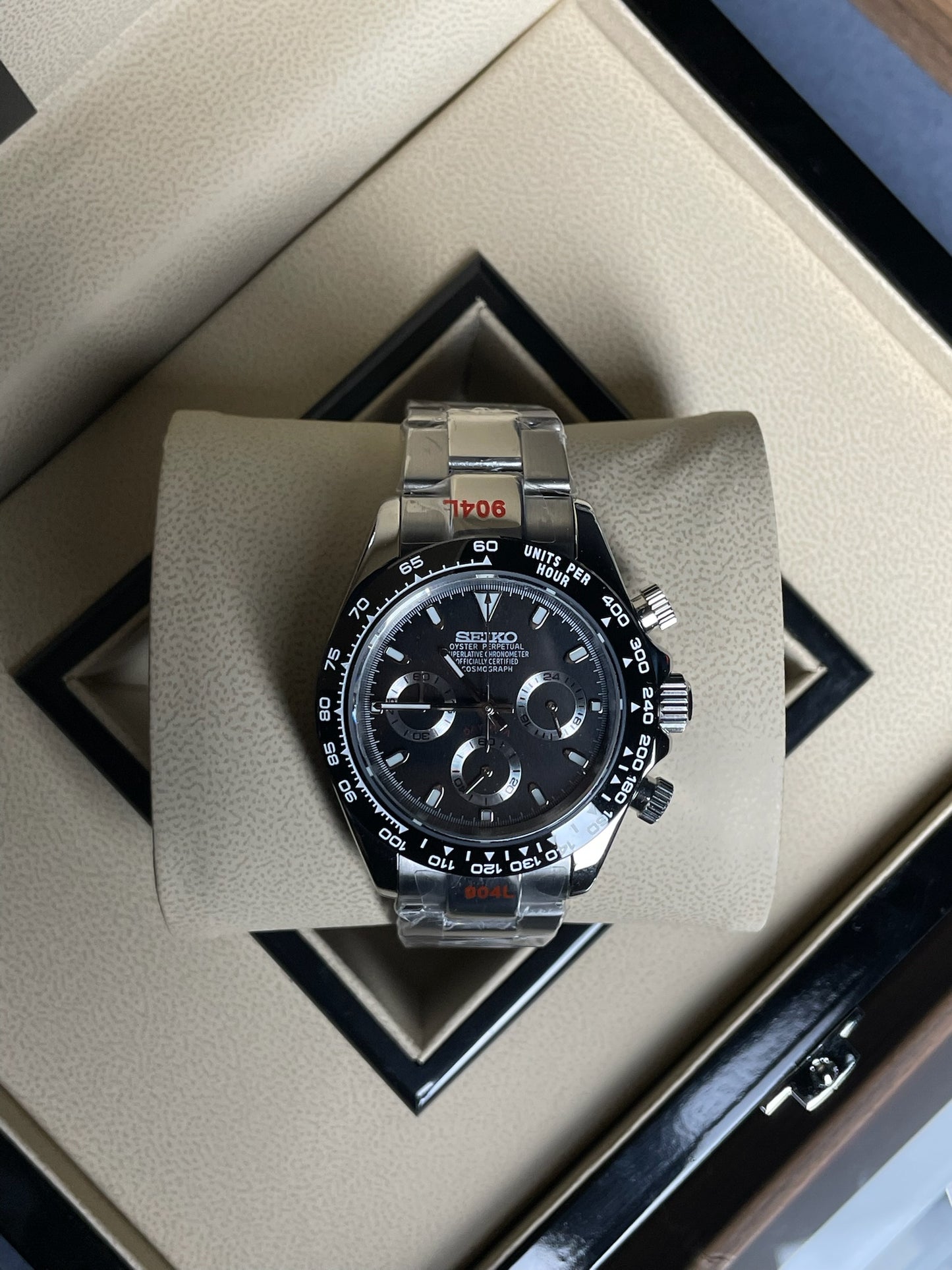Seiko Mod Daytona Black & White Steel