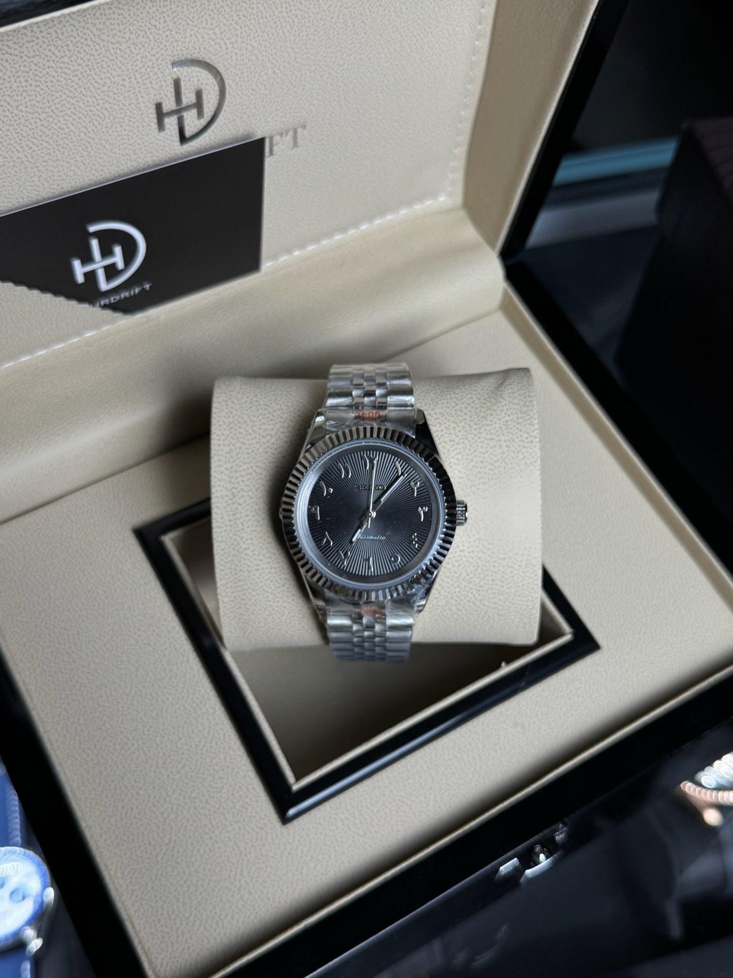 Seiko Mod Datejust Black Arabic Textured Dial