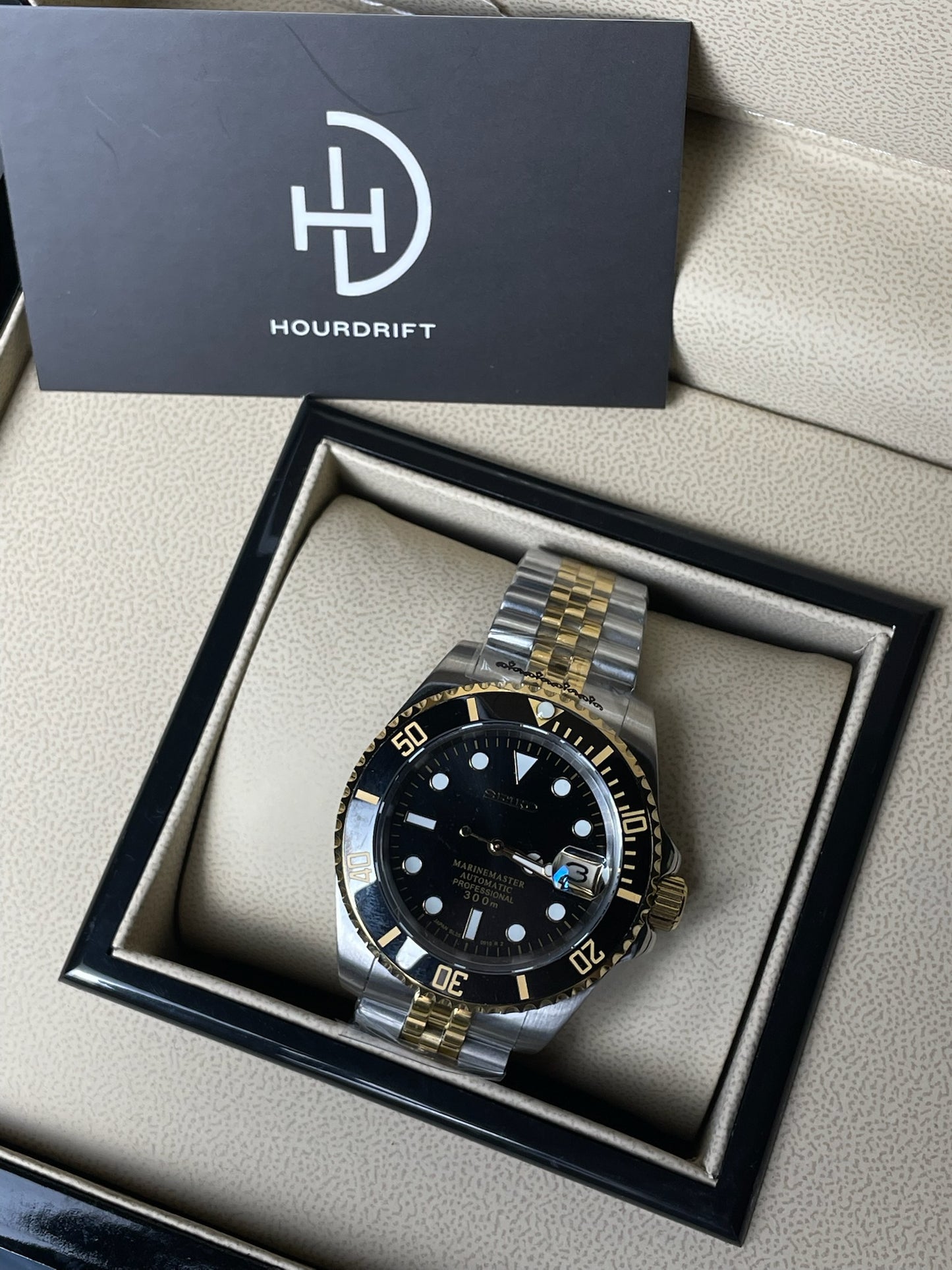 Seiko Mod Submariner Two-Tone Black