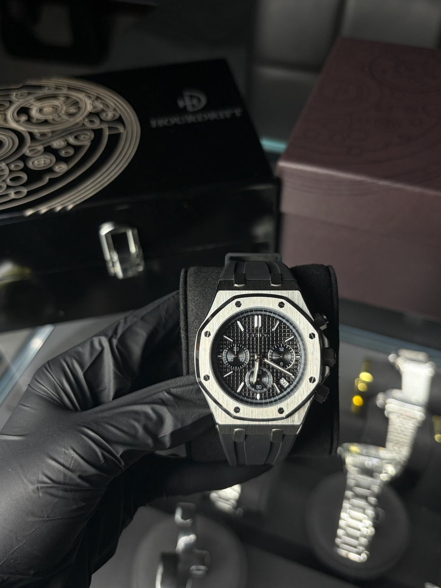 Seiko Mod Royal Oak Black Dial (Rubber Strap)