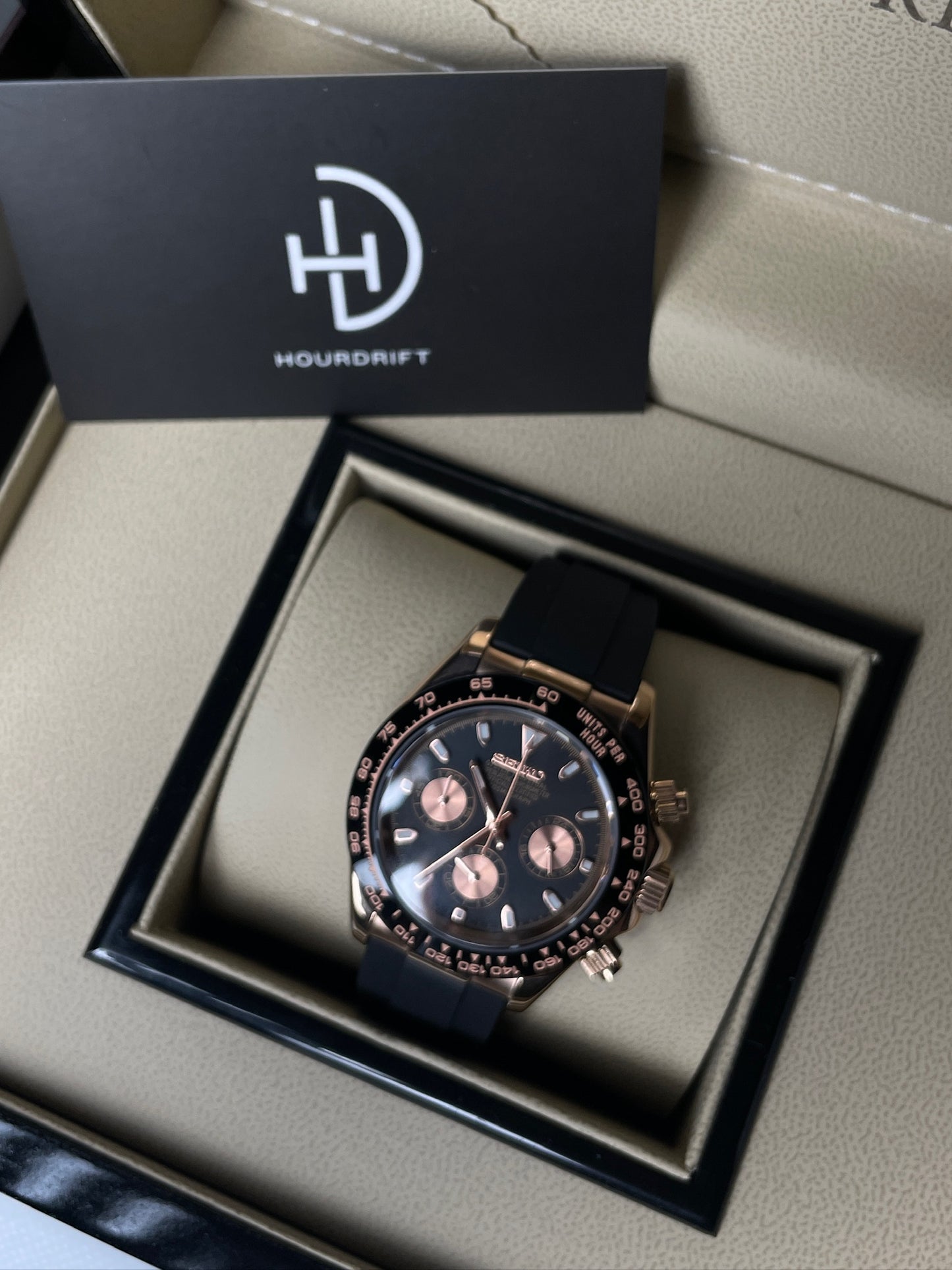 Seiko Mod Daytona Rose Gold Luxe (Rubber Strap)