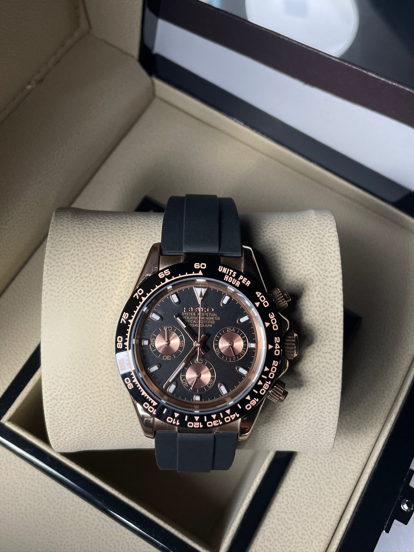 Seiko Mod Daytona Rose Gold Luxe (Rubber Strap)