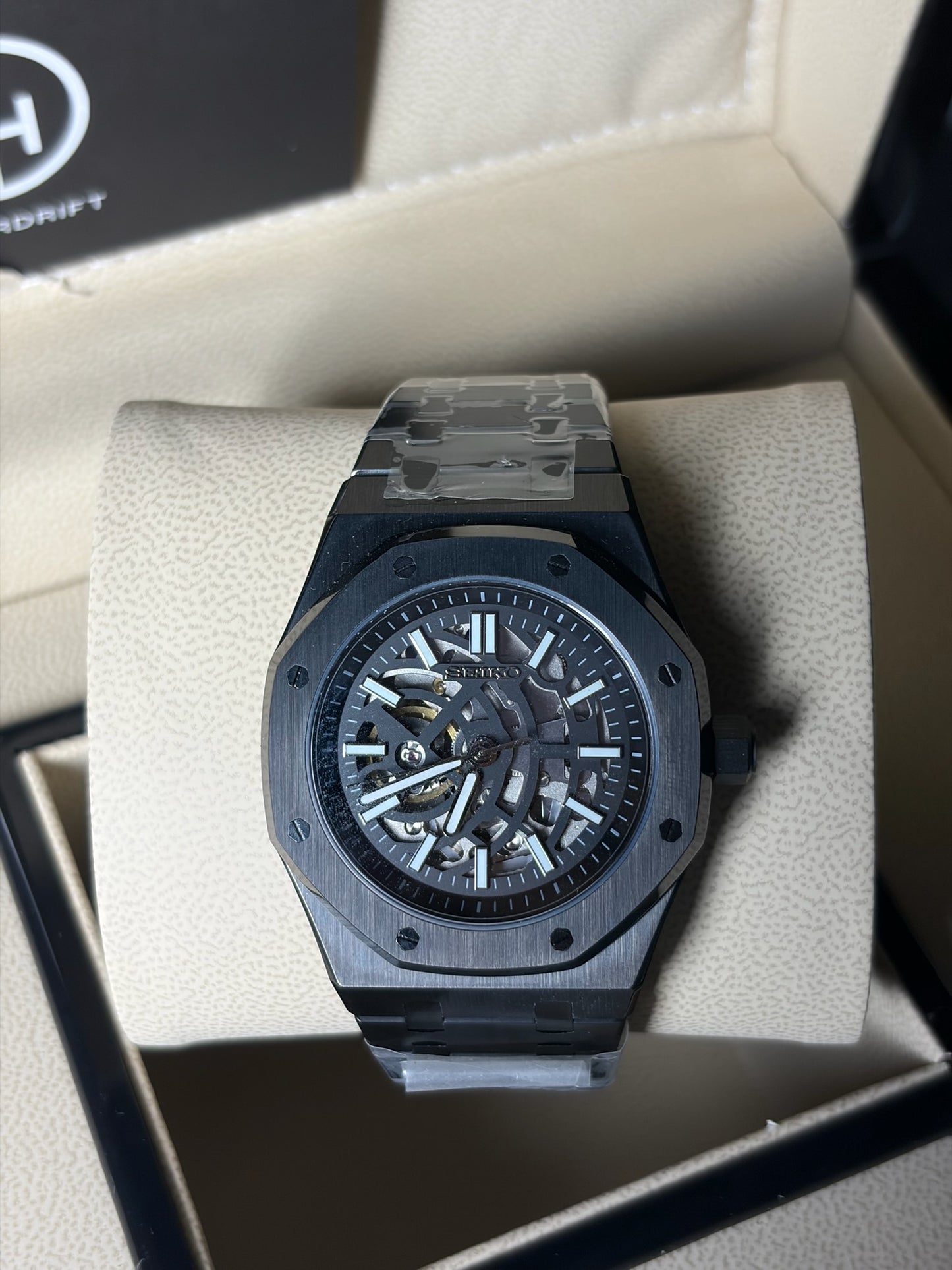 Seiko Mod Royal Oak Skeleton Black