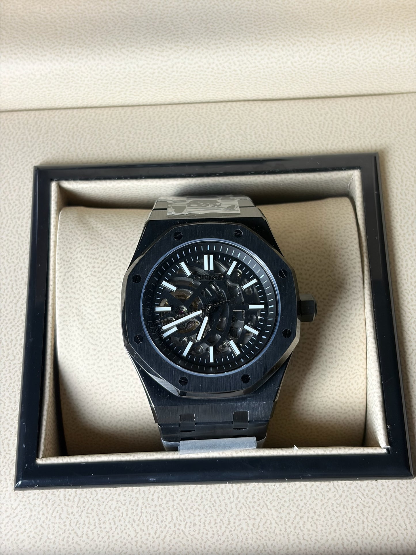 Seiko Mod Royal Oak Skeleton Black