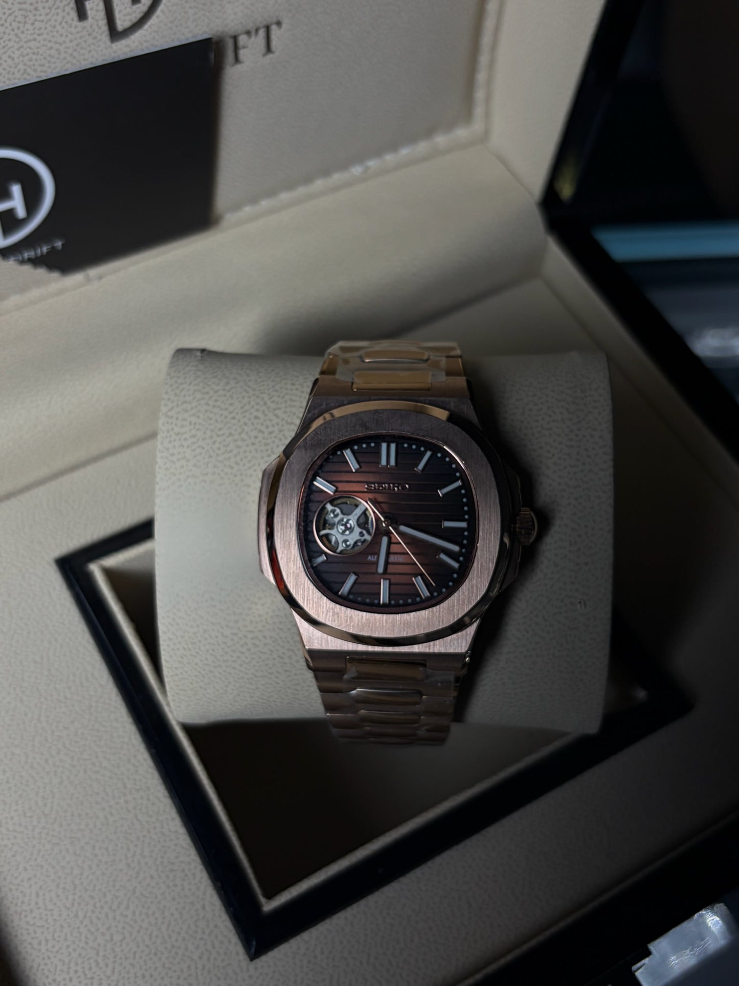 Seiko Mod Nautilus Open Heart Rosewood Edition