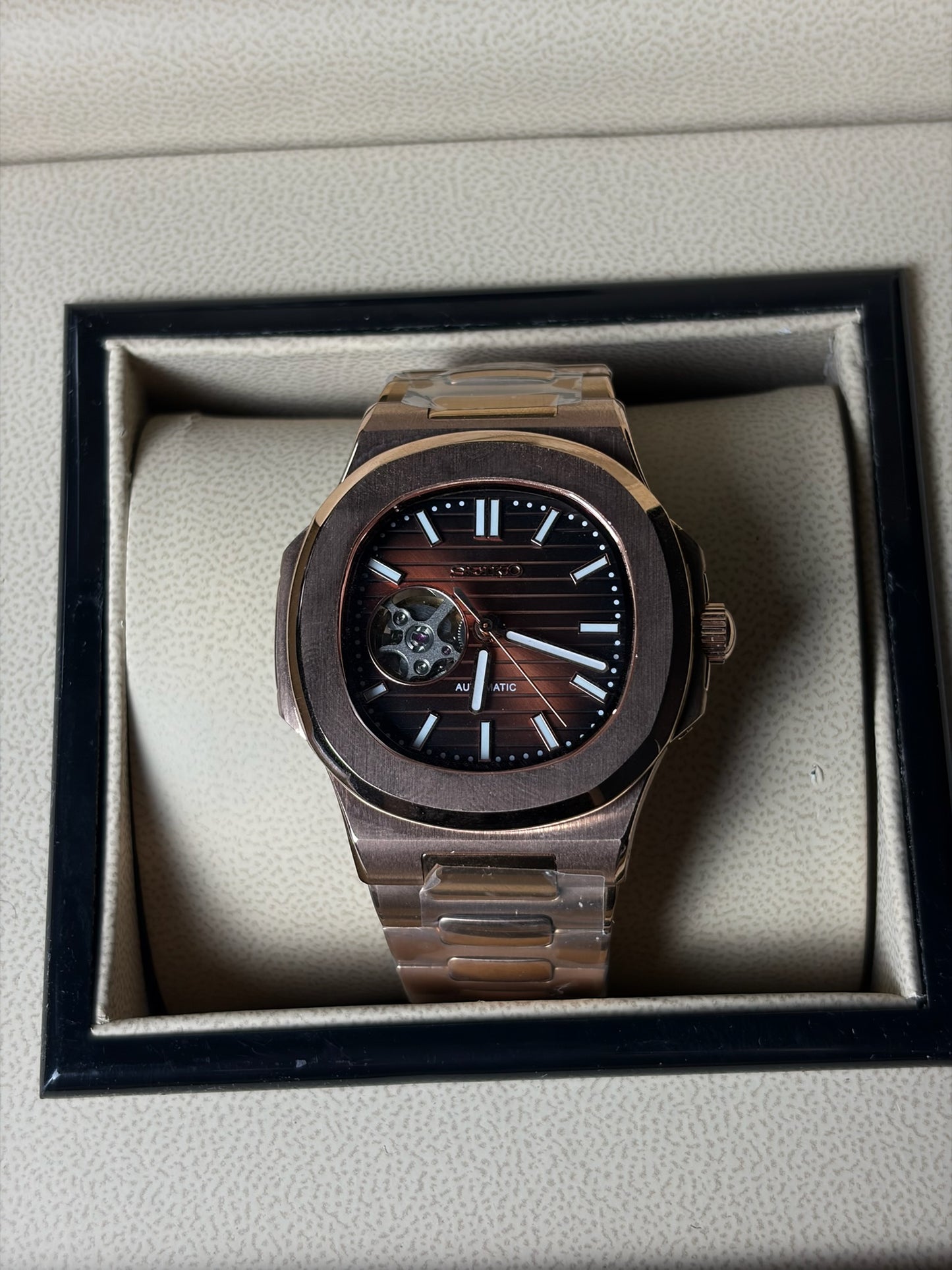 Seiko Mod Nautilus Open Heart Rosewood Edition