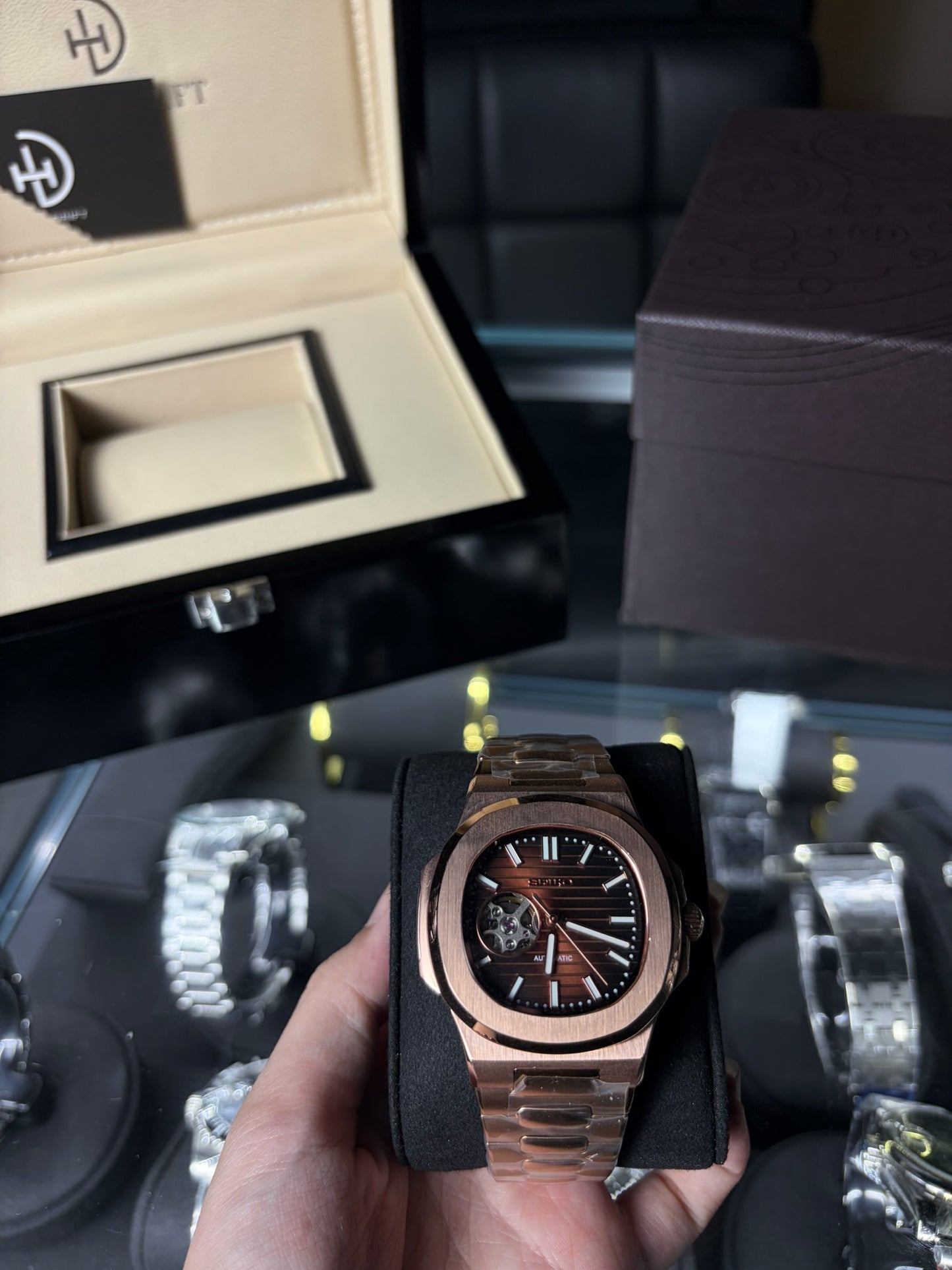 Seiko Mod Nautilus Open Heart Rosewood Edition