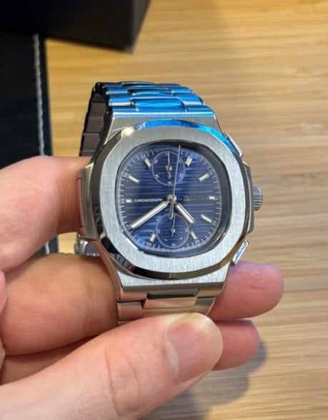 Seiko Mod Nautilus Chrono Blue
