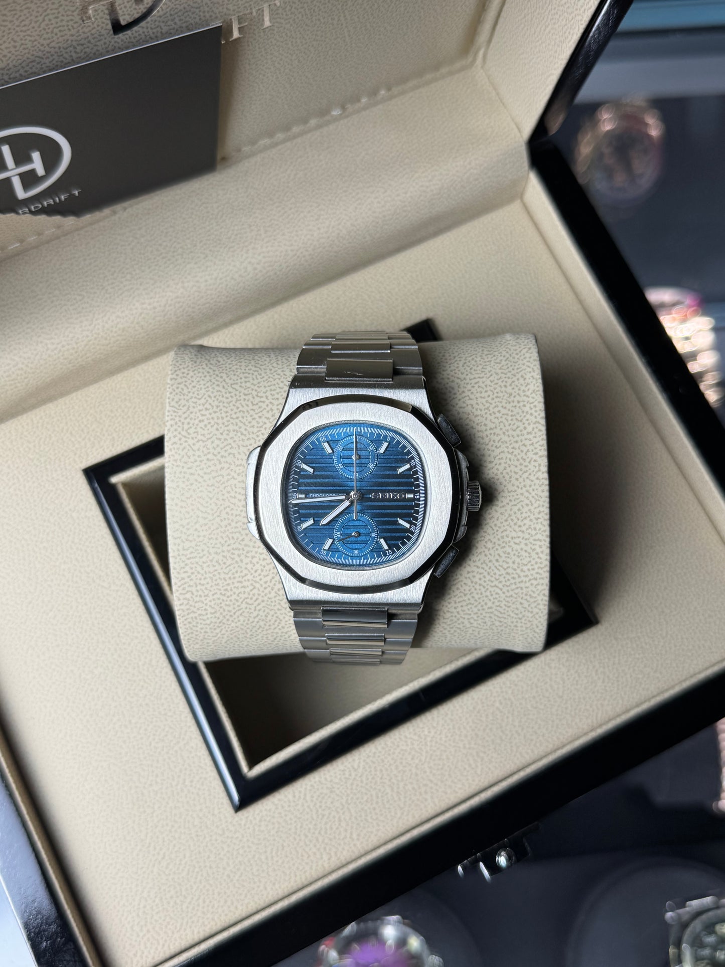 Seiko Mod Nautilus Chrono Blue