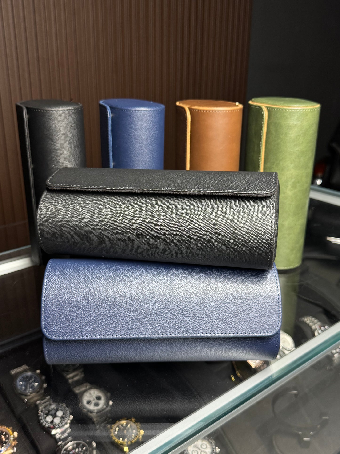 3 Slot Premium Flatback Leather Watch Travel Case